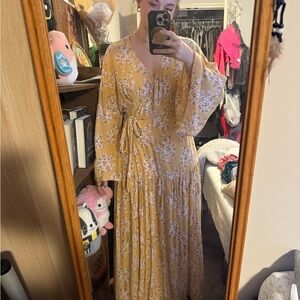 Billabong Mustard Floral Long Sleeve Dress